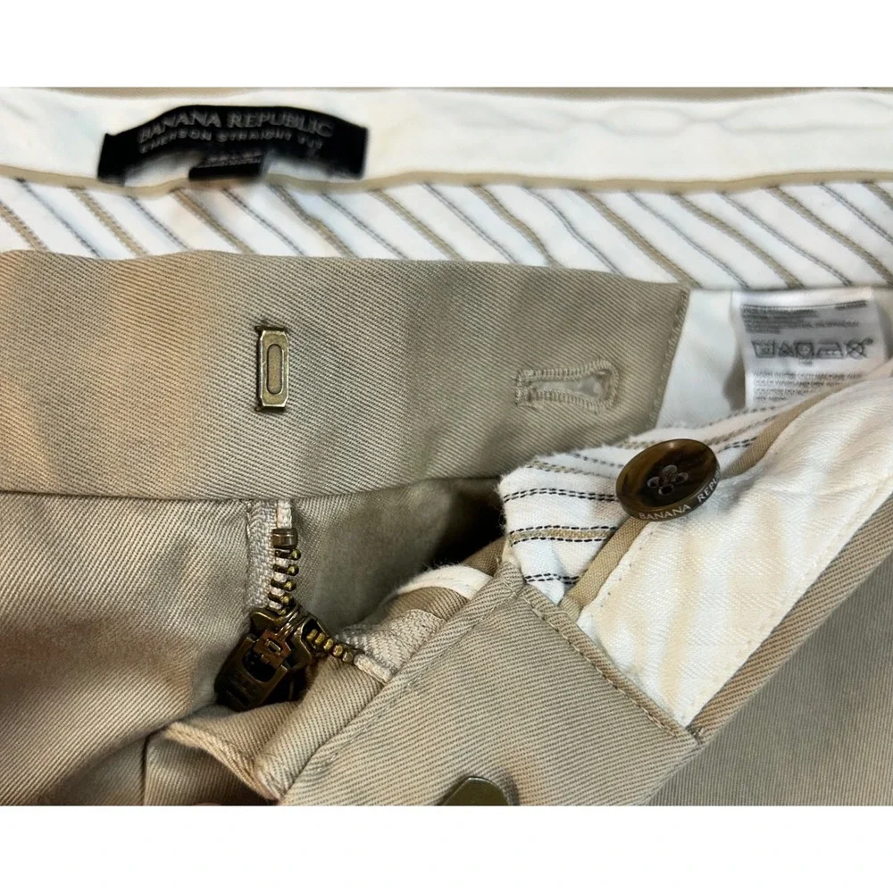 Banana Republic‎ Emerson Straight Fit Chinos Mens 38x33 Tan Khaki Pants